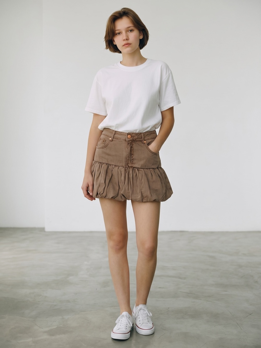 NWT New Blank NYC Twill Bubble Light Brown Denim Mini Skirt Size 30